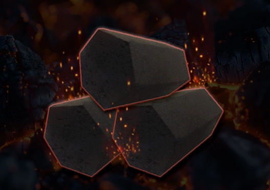 Faceted charcoal shapes glowing with radiant embers, showcasing their innovative design and superior heating capability.